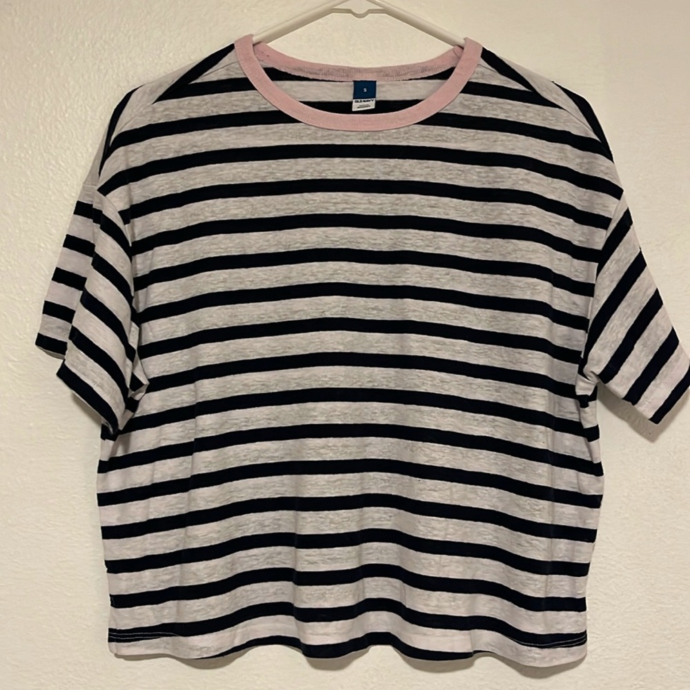 Old Navy navy blue and white striped shirt - Picture 1 of 5